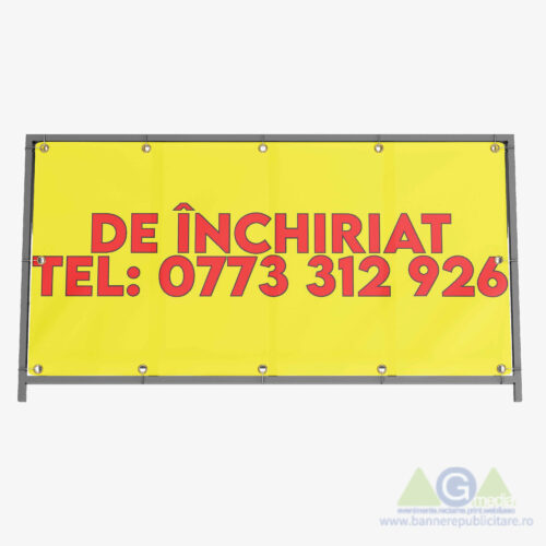 🌟 Banner Personalizat cu Mesaj "De Închiriat" 200/100 - Roșu pe Galben 🌟