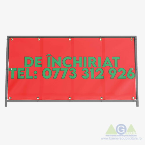🌟 Banner Personalizat cu Mesaj "De Închiriat" 200/100 - Verde pe Roșu 🌟